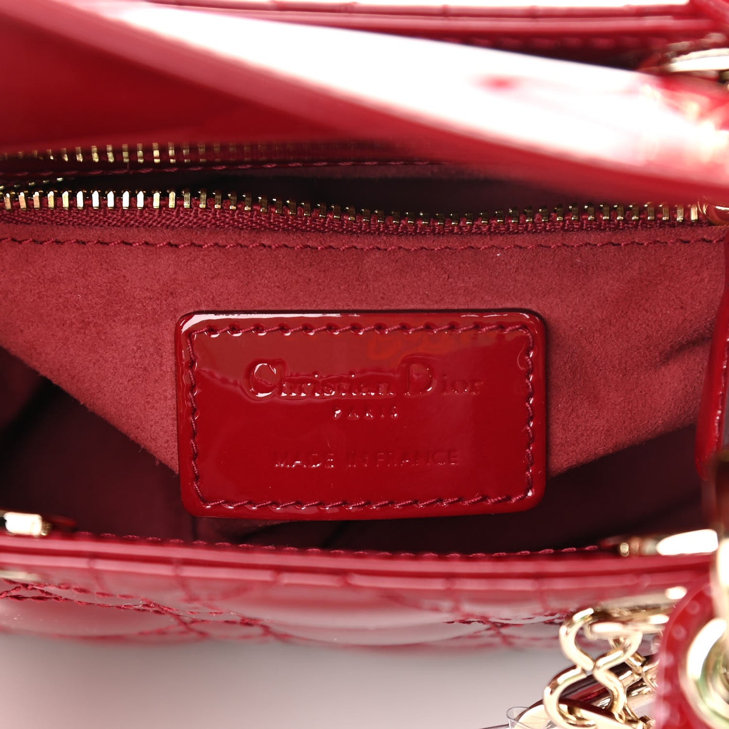Patent Cannage Mini Lady Dior Red