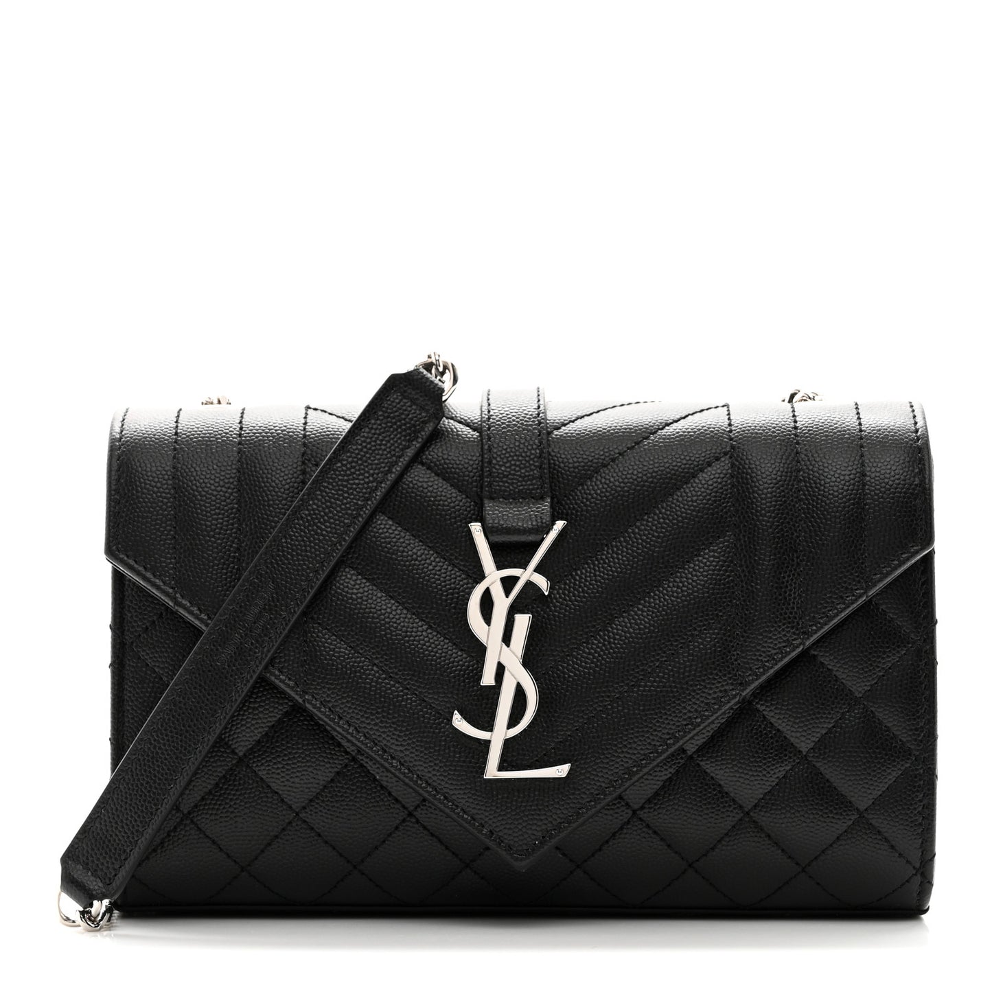 Grain De Poudre Textured Mixed Matelasse Triquilt Small Monogram Satchel Black