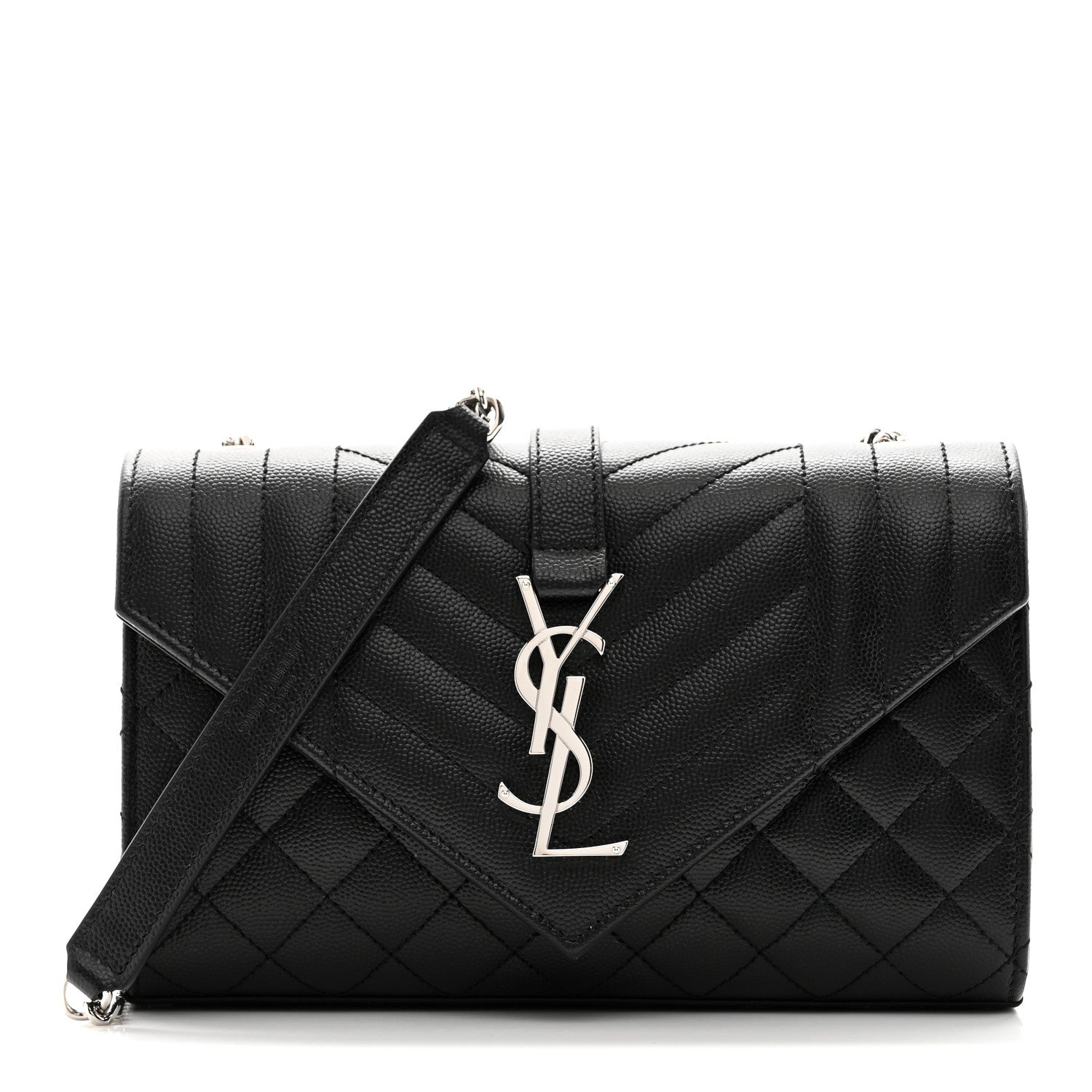 Saint Laurent Grain De Poudre Textured Mixed Matelasse Triquilt Small Monogram Satchel Black 1 of 9