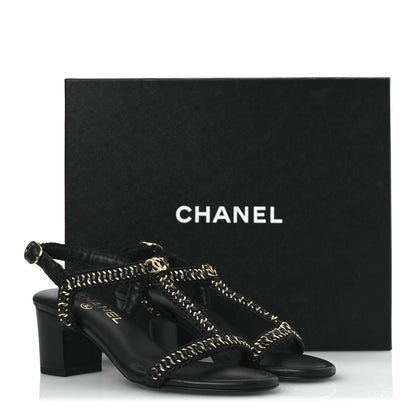 Chanel Lambskin CC Chain Braided Sandals 37 Black 11 of 11