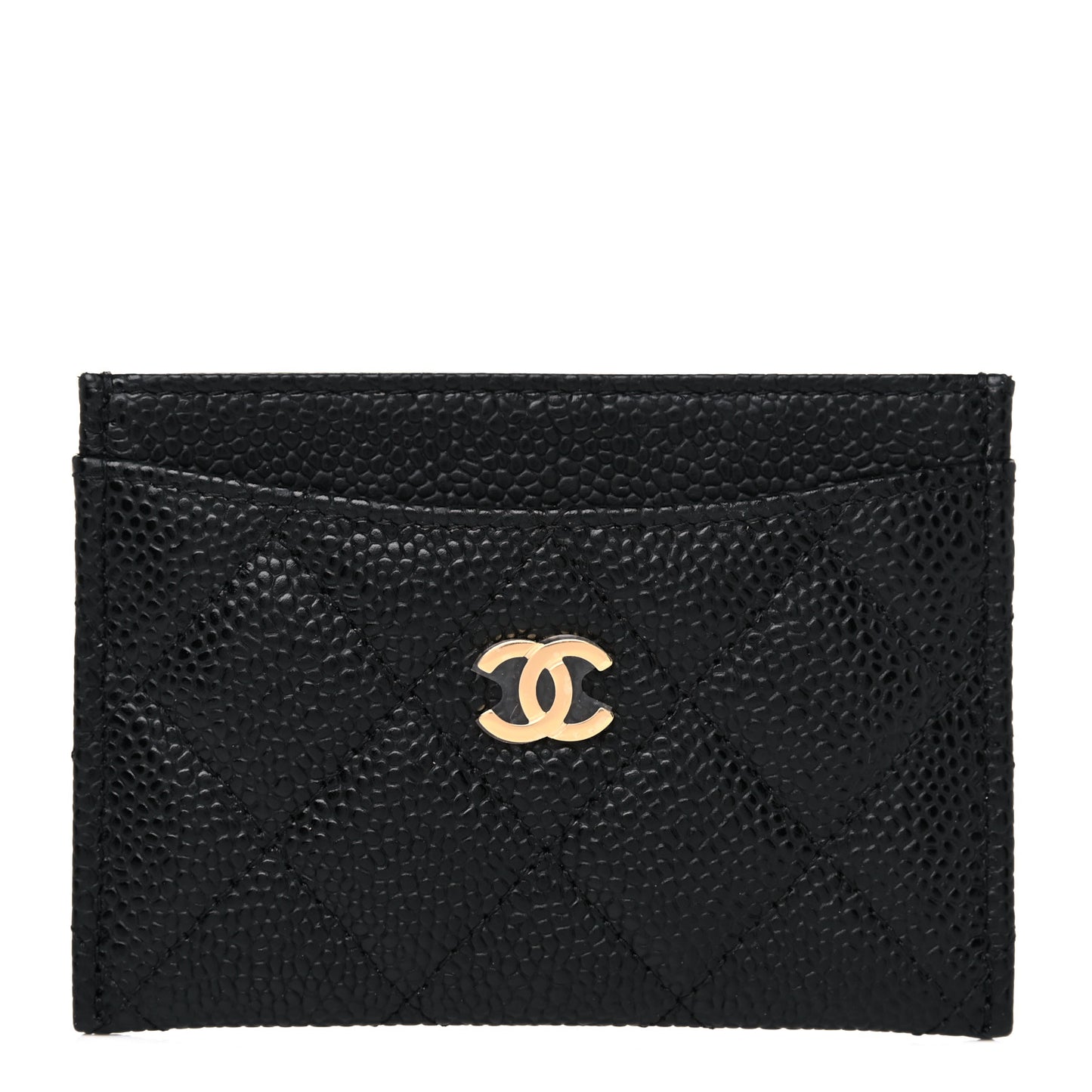 Caviar Quilted Card Holder Black