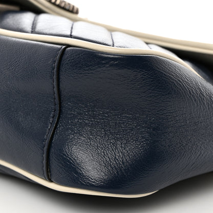 Gucci Vintage Effect Calfskin Matelasse Diagonal Small Torchon GG Marmont Shoulder Bag Blue Agata Mystic White 10 of 11