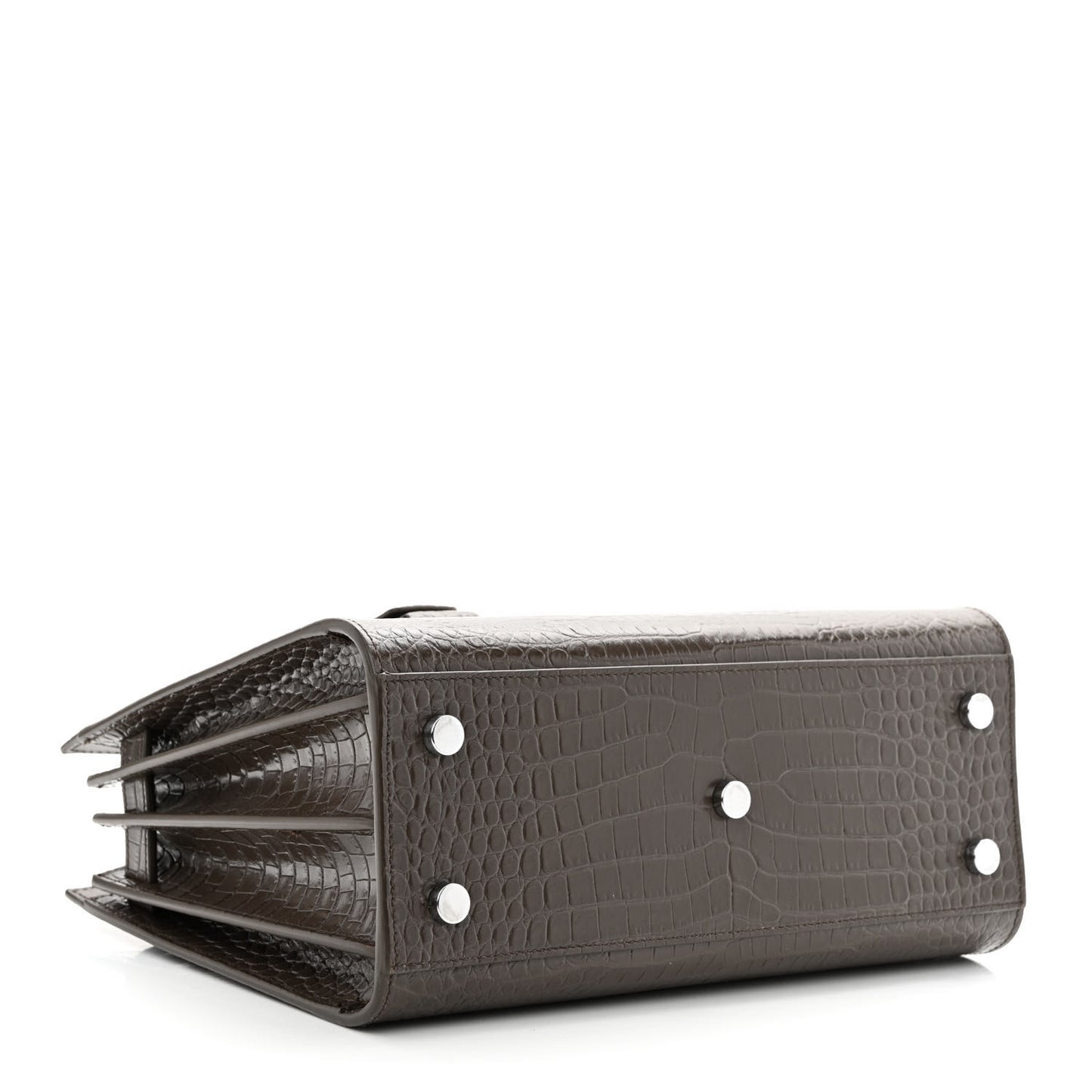 Calfskin Crocodile Embossed Baby Sac De Jour Dark Brown