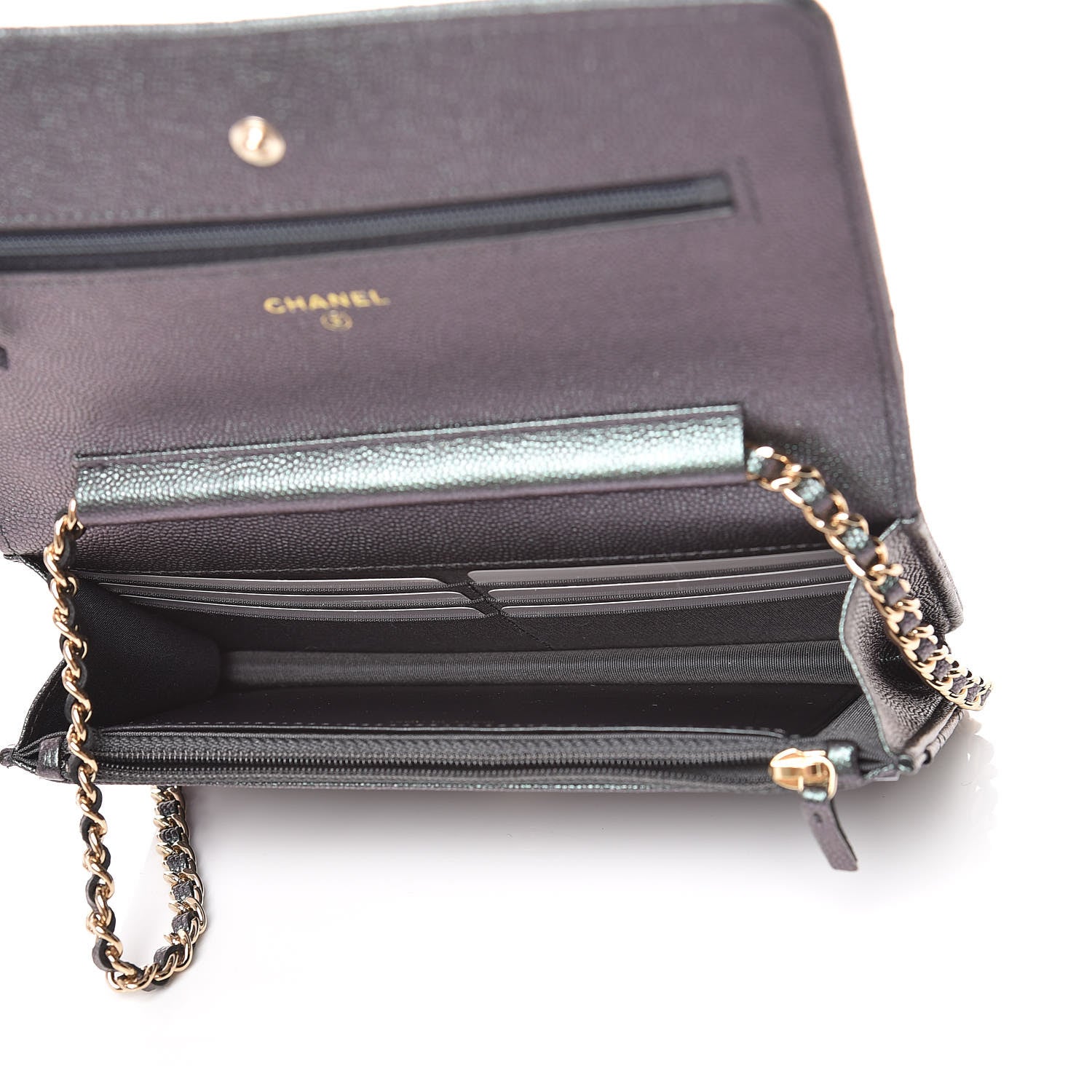 Chanel Iridescent Caviar Quilted Wallet On Chain WOC Black 5 of 11