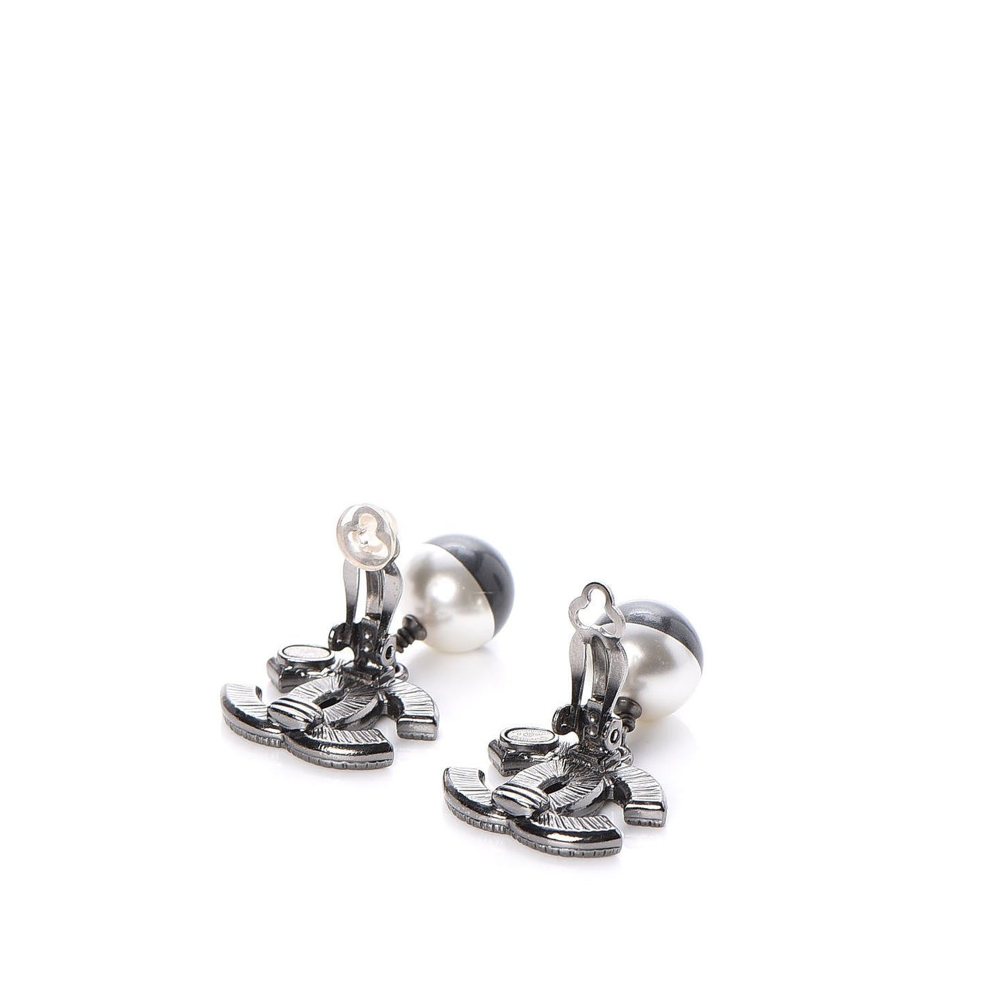 Ruthenium Resin CC Drop Clip On Earrings Dark Grey