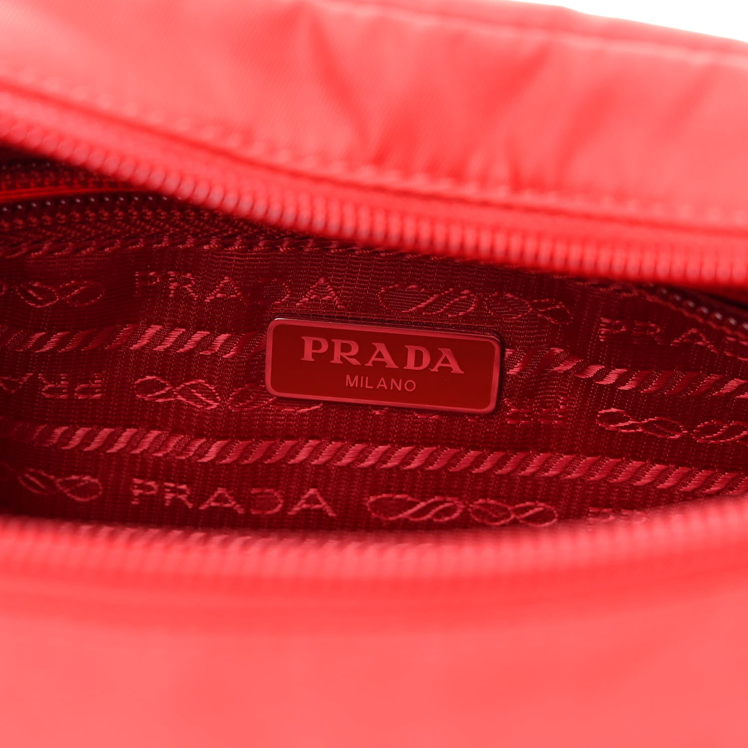 Prada Tessuto Nylon Vela Saffiano Necessaire Wristlet Pouch Rosso 7 of 10