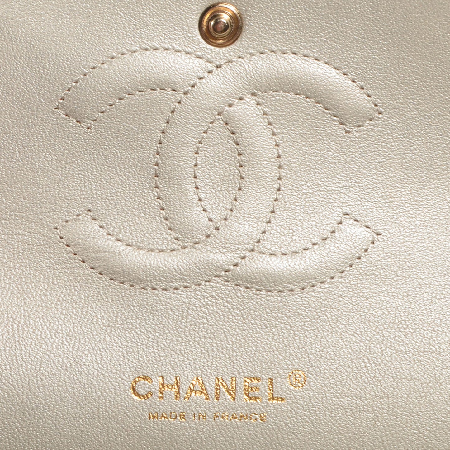 Iridescent Calfskin Medium Double Flap Light Gold