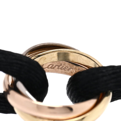 Cartier 18K Pink Yellow White Gold Trinity Adjustable Cord Bracelet Black 2 of 4