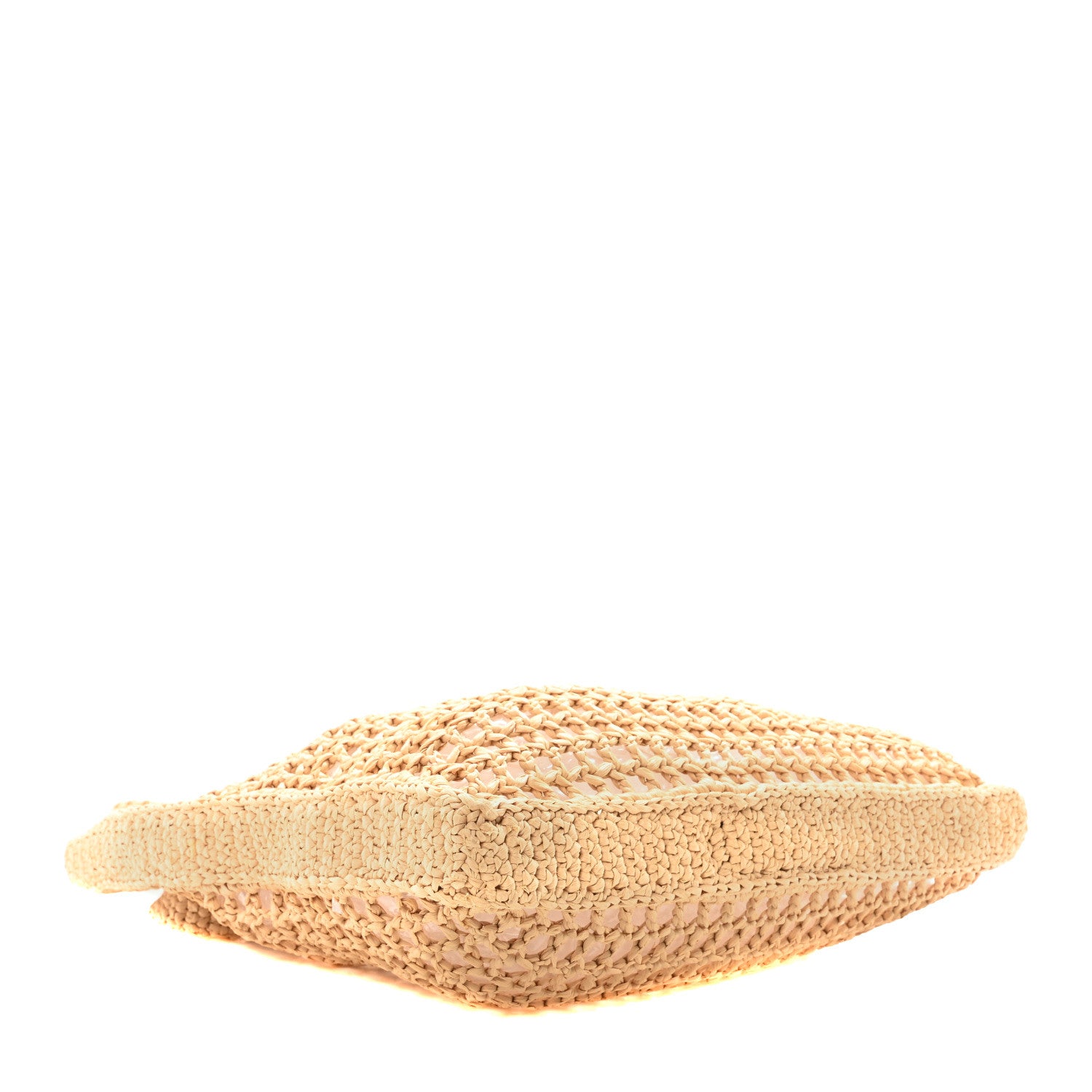 Prada Yarn Raffia Effect Crochet Logo Embroidered Tote Bag Naturale 4 of 9