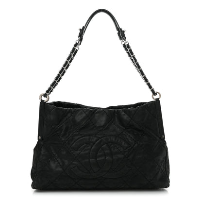 Chanel Iridescent Calfskin Quilted Small Sea Hit Tote Black 1 of 12