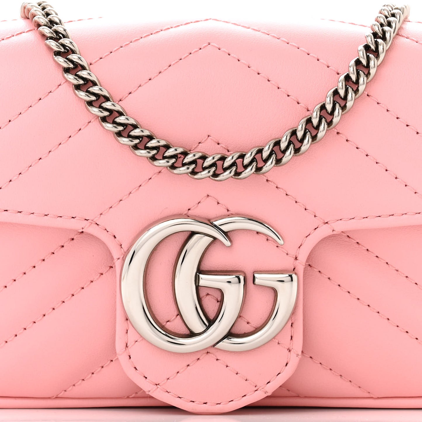 Calfskin Matelasse Super Mini GG Marmont Shoulder Bag Wild Rose