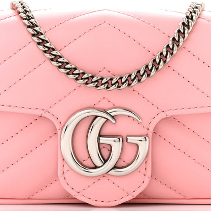 Gucci Calfskin Matelasse Super Mini GG Marmont Shoulder Bag Wild Rose 8 of 11