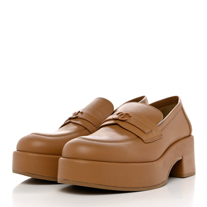 Chanel Calfskin CC Platform Loafers 41 Beige 3 of 8
