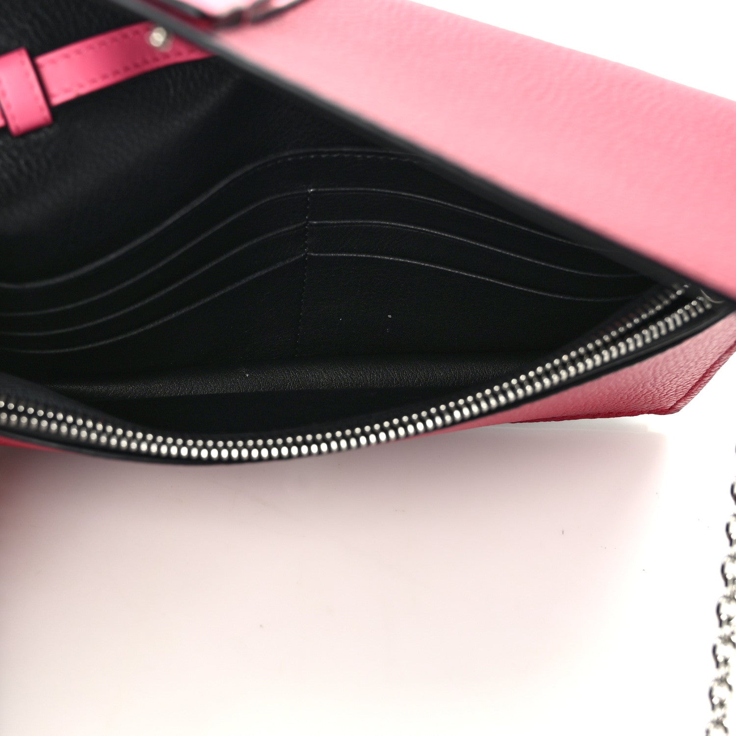 Loewe Grained Calfskin Anagram Wallet on Chain Raspberry Wild Rose 5 of 12