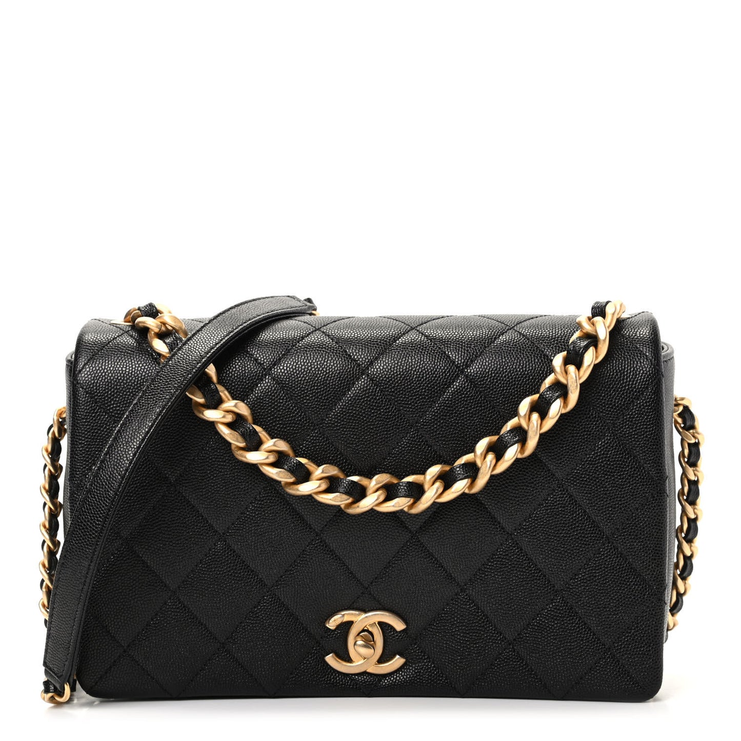 Caviar Quilted Medium Fashion Therapy Flap Bag Black