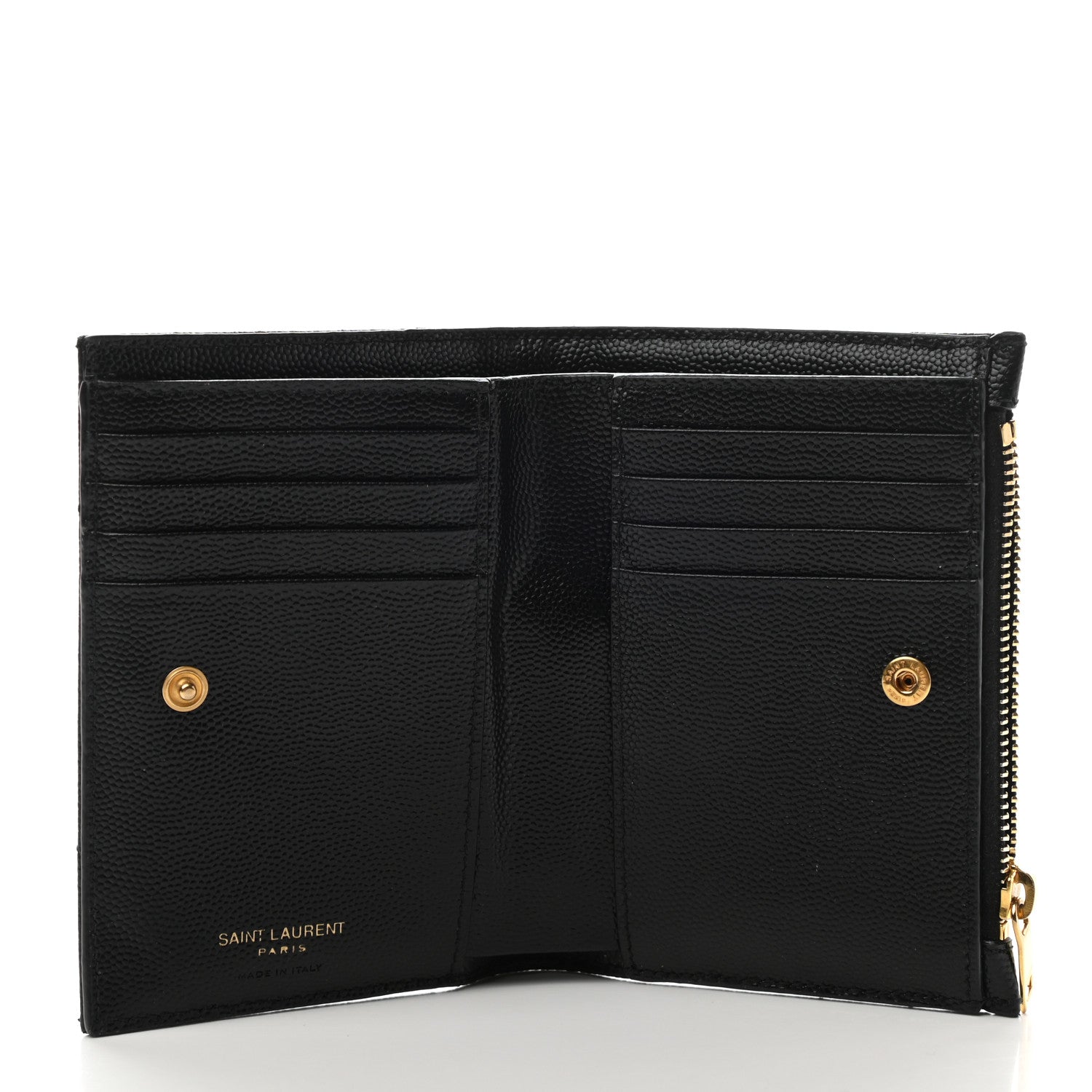 Saint Laurent Grain De Poudre Matelasse Chevron Monogram Zipped Two-Part Wallet Black 5 of 6