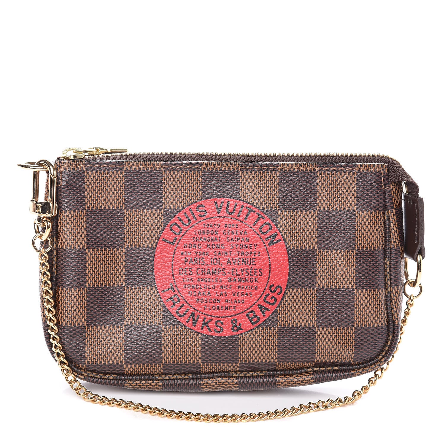 Louis Vuitton Damier Ebene Complice Trunks and Bags Mini Pochette Accessories Red 1 of 9