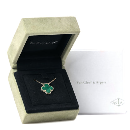 Van Cleef & Arpels 18K Yellow Gold Malachite Vintage Alhambra Pendant Necklace 6 of 6