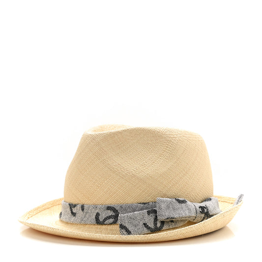 Straw CC Fedora Hat M Beige