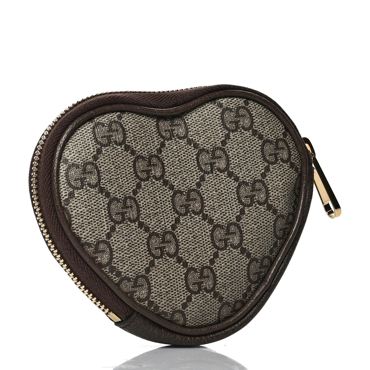 Gucci X BNF GG Supreme Monogram Textured Dollar Calfskin Bananya Print Heart Coin Purse Beige Ebony Multicolor New Acero 3 of 8