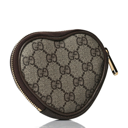 Gucci X BNF GG Supreme Monogram Textured Dollar Calfskin Bananya Print Heart Coin Purse Beige Ebony Multicolor New Acero 3 of 8