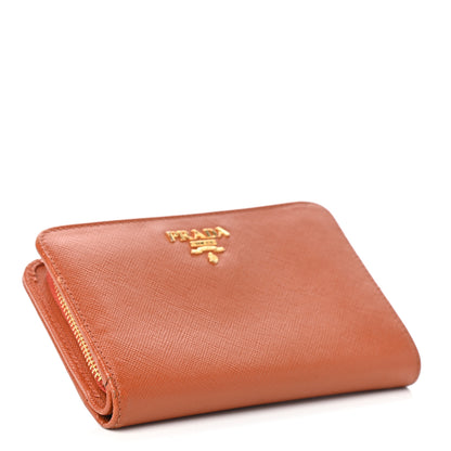 Prada Saffiano Metal Compact Wallet Papaya 4 of 7