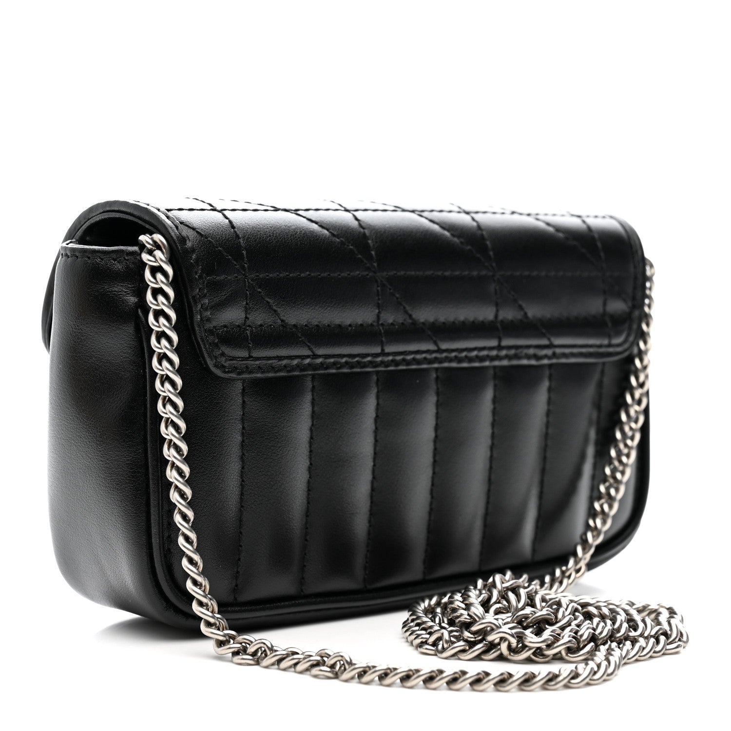 Gucci Calfskin Matelasse Aria Super Mini GG Marmont Shoulder Bag Black 4 of 21
