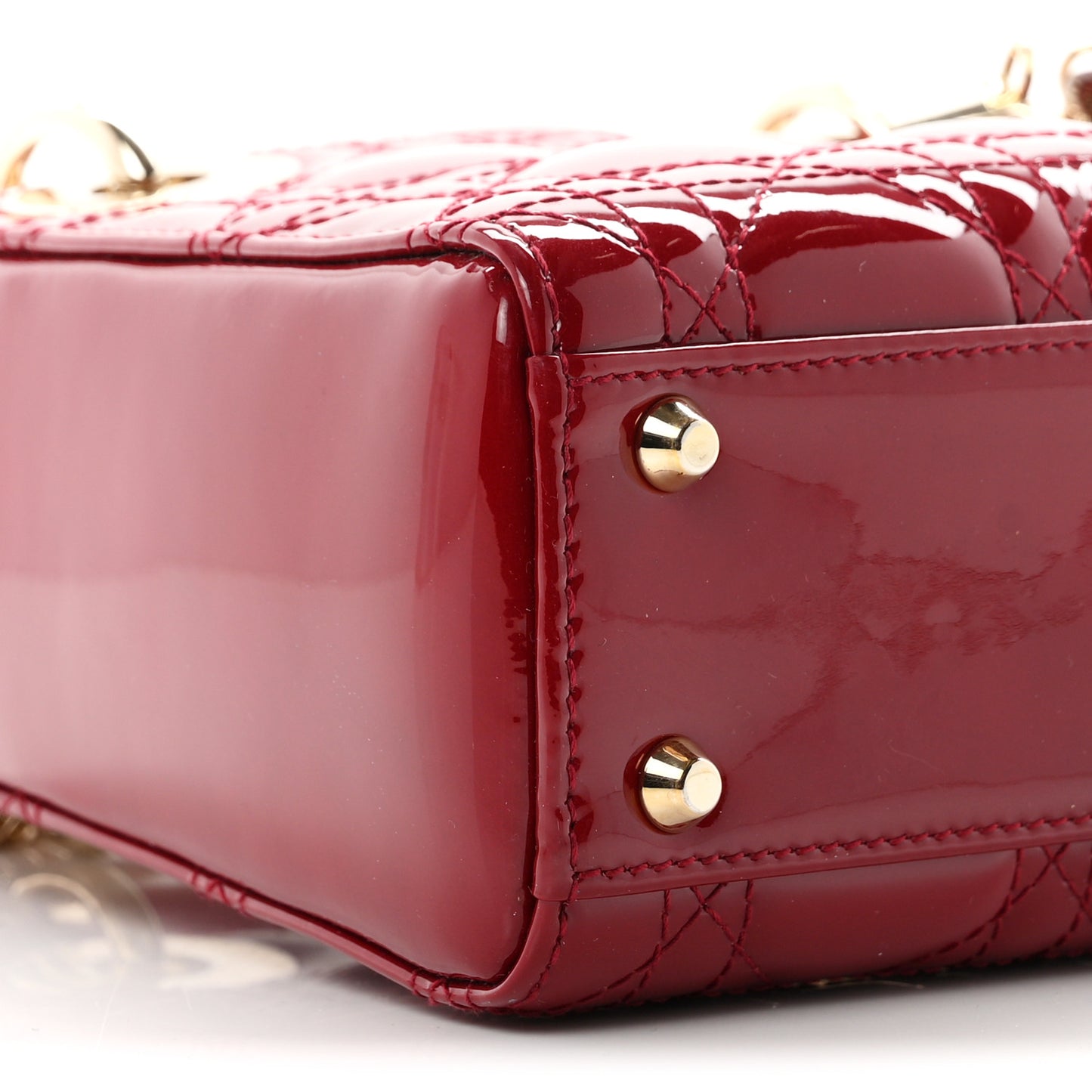 Patent Cannage Mini Lady Dior Red