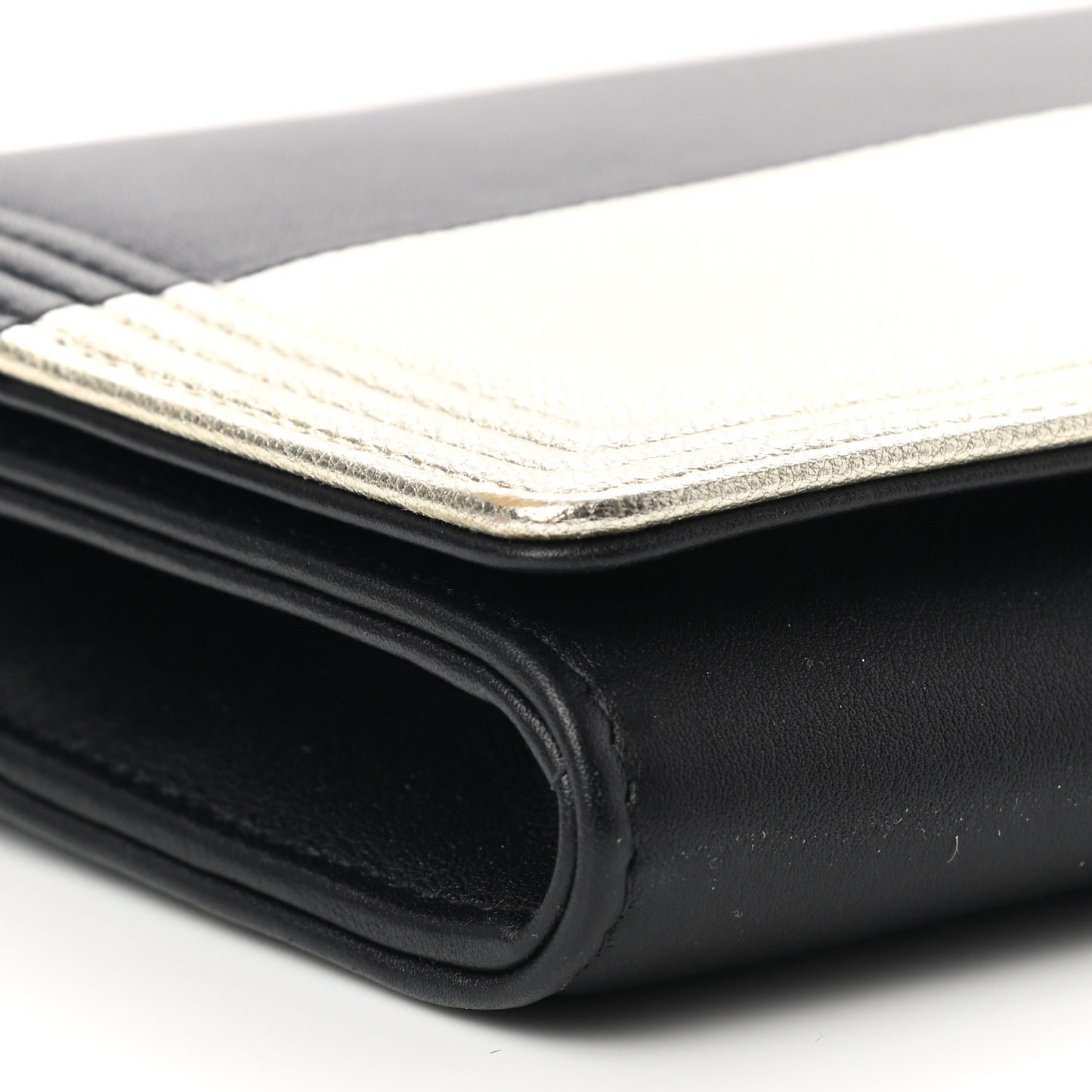 Metallic Goatskin Lambskin Boy Wallet on Chain WOC Black Gold