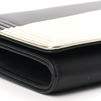 Chanel Metallic Goatskin Lambskin Boy Wallet on Chain WOC Black Gold 11 of 15