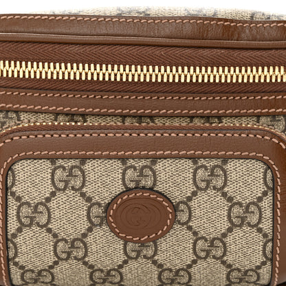 Gucci GG Supreme Monogram Textured Calfskin Retro Interlocking G Belt Bag Beige Ebony Brown Sugar 8 of 10