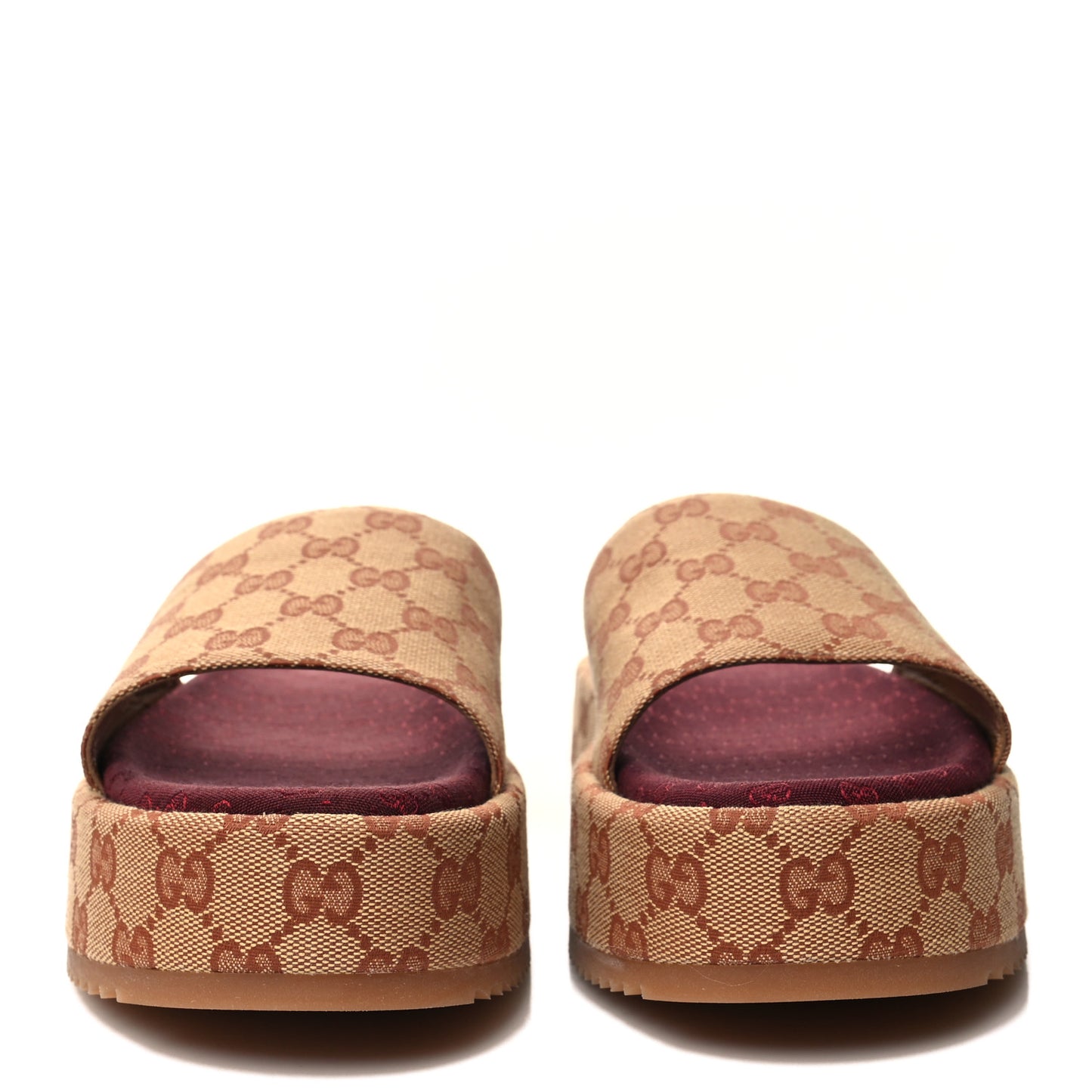 Canvas GG Monogram Angelina Platform Slide Sandals 42 Beige Ruggine