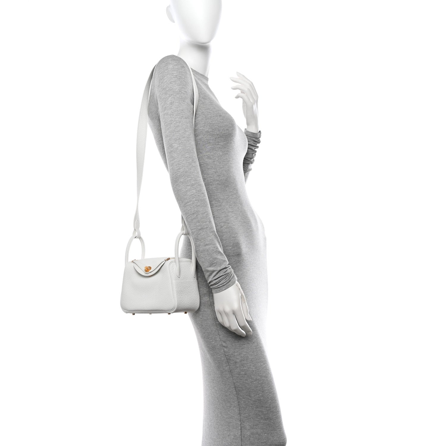 Hermes Taurillon Clemence Mini Lindy 20 New White 2 of 11