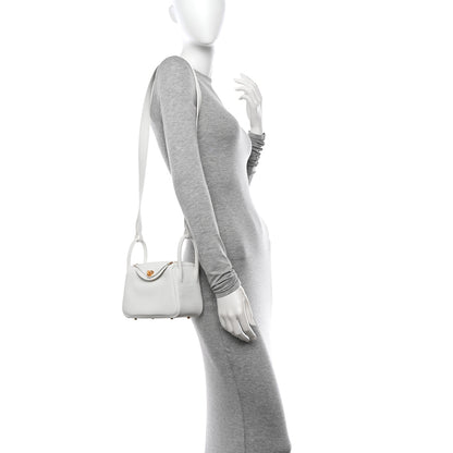 Hermes Taurillon Clemence Mini Lindy 20 New White 2 of 11