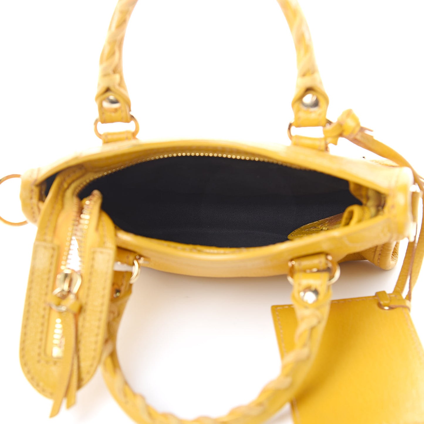Chevre Silver Metallic Edge Hardware Nano City Jaune Epi