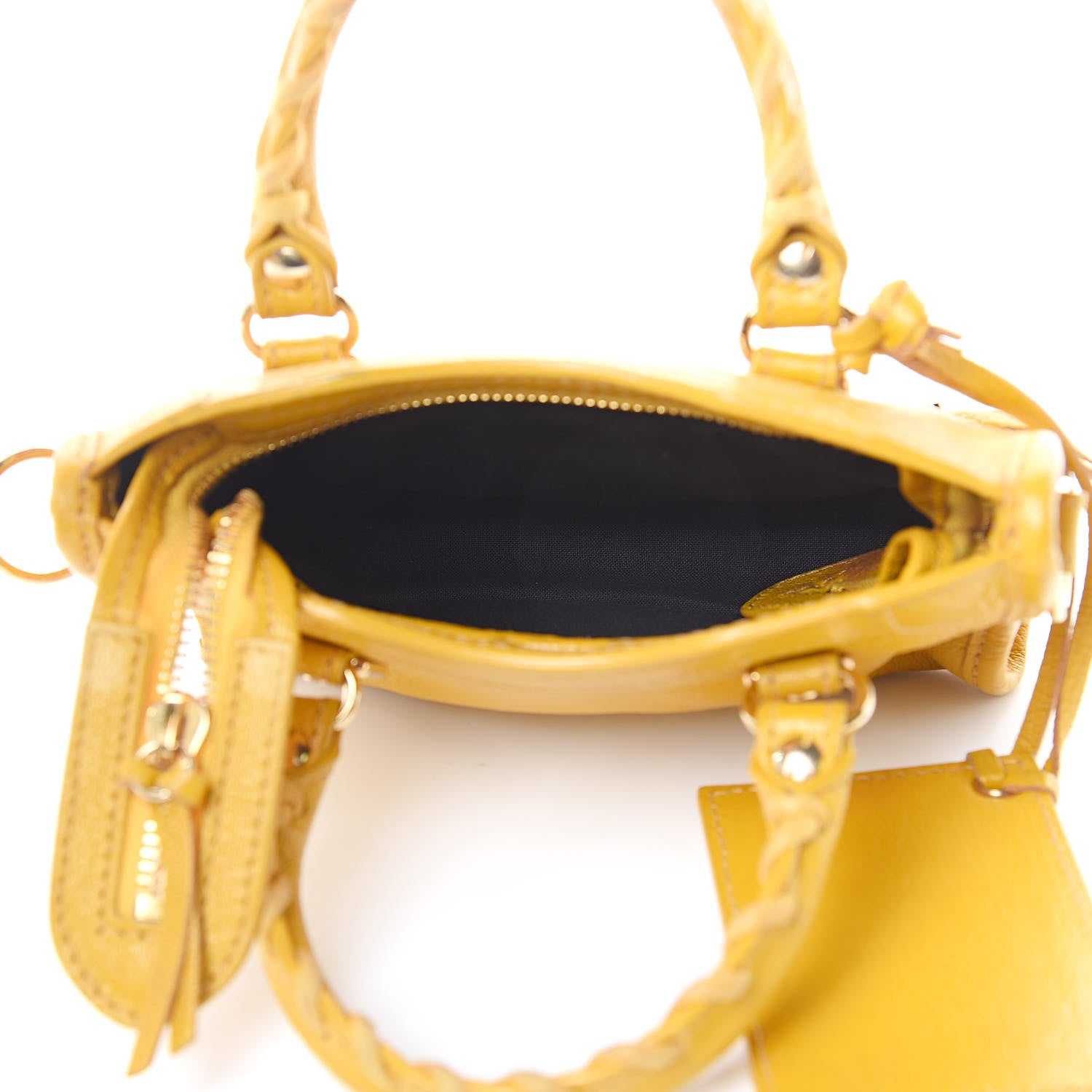 Balenciaga Chevre Silver Metallic Edge Hardware Nano City Jaune Epi 5 of 14