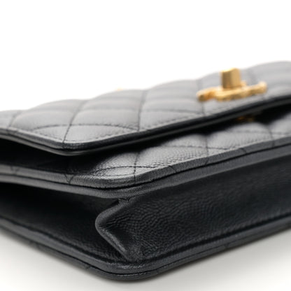 Chanel Pearly Caviar Quilted Fit For You Wallet On Chain WOC Black 10 of 12