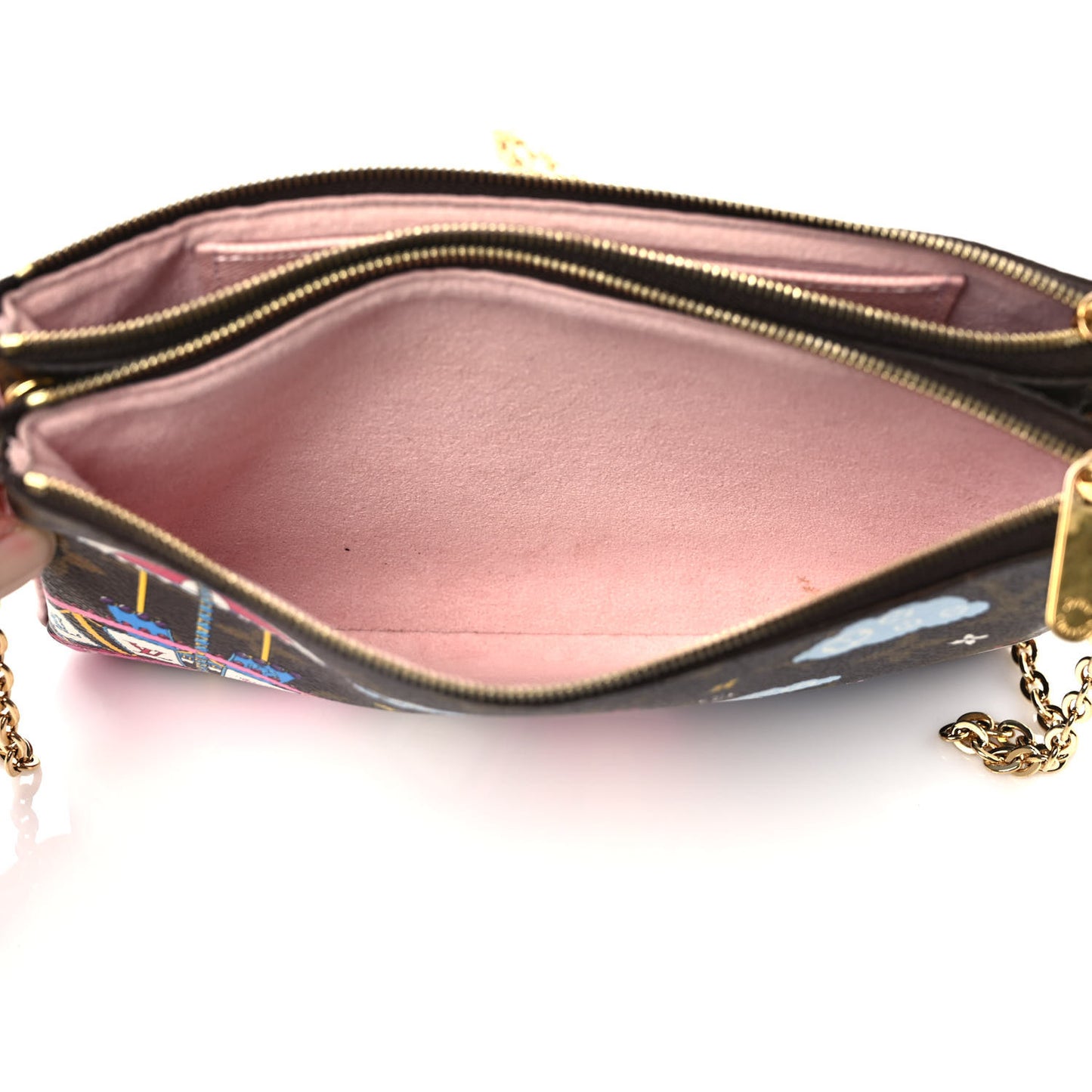 Monogram 2020 Christmas Animation Big Wheel Double Zip Pochette Rose Ballerine