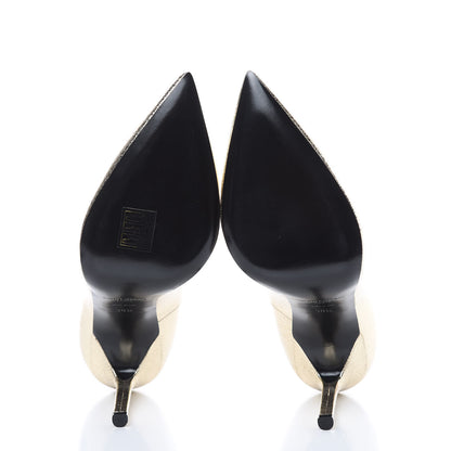 Saint Laurent Metallic Supercrack Goatskin Anja 105 Pumps 38.5 Platino 5 of 9