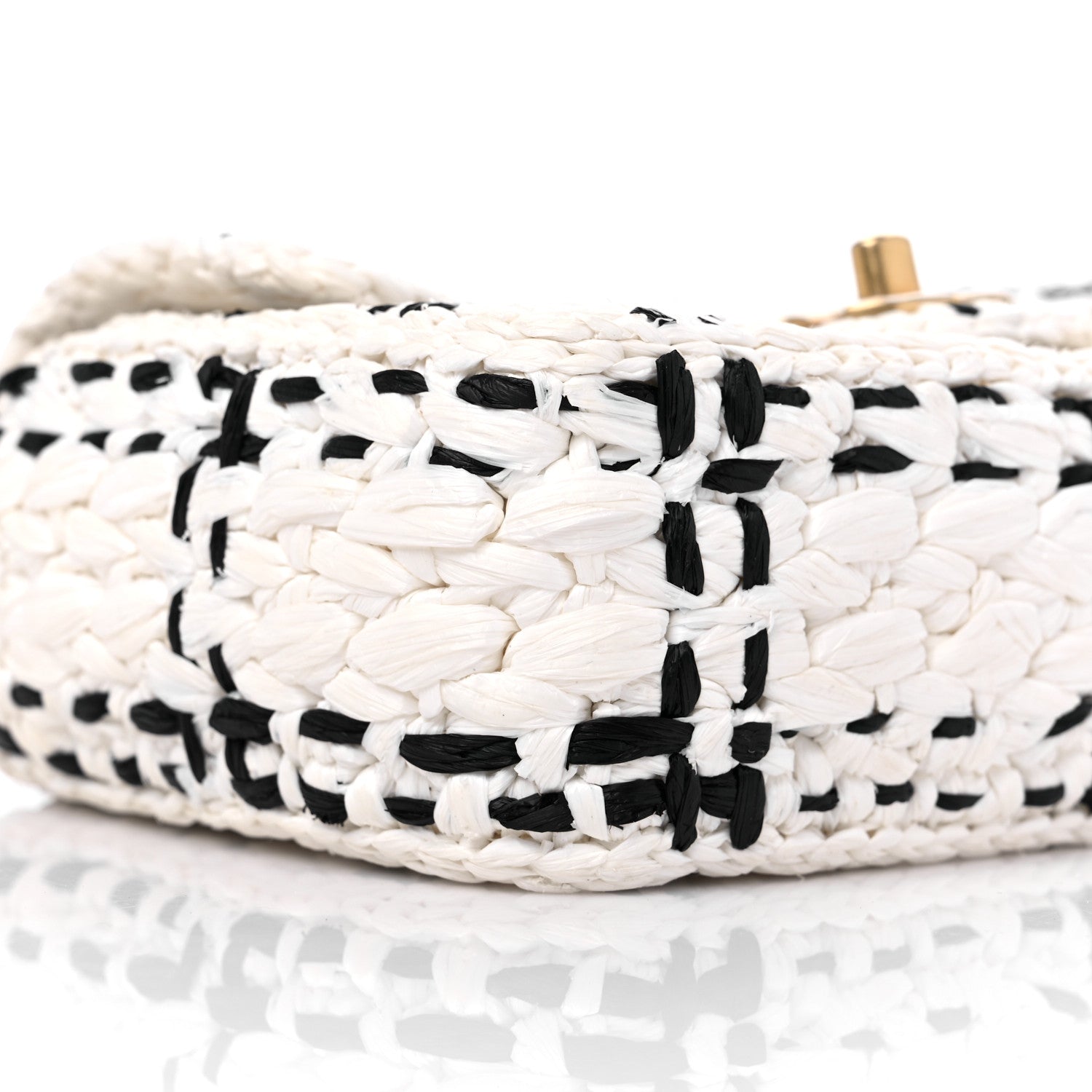 Chanel Raffia Effect Tweedy Mini Flap Bag White Black 8 of 10