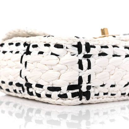 Chanel Raffia Effect Tweedy Mini Flap Bag White Black 8 of 10