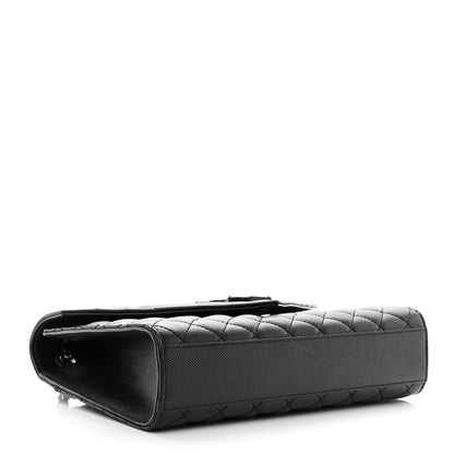 Saint Laurent Grain De Poudre Textured Mixed Matelasse Triquilt Medium Monogram Monochrome Satchel Black 4 of 10
