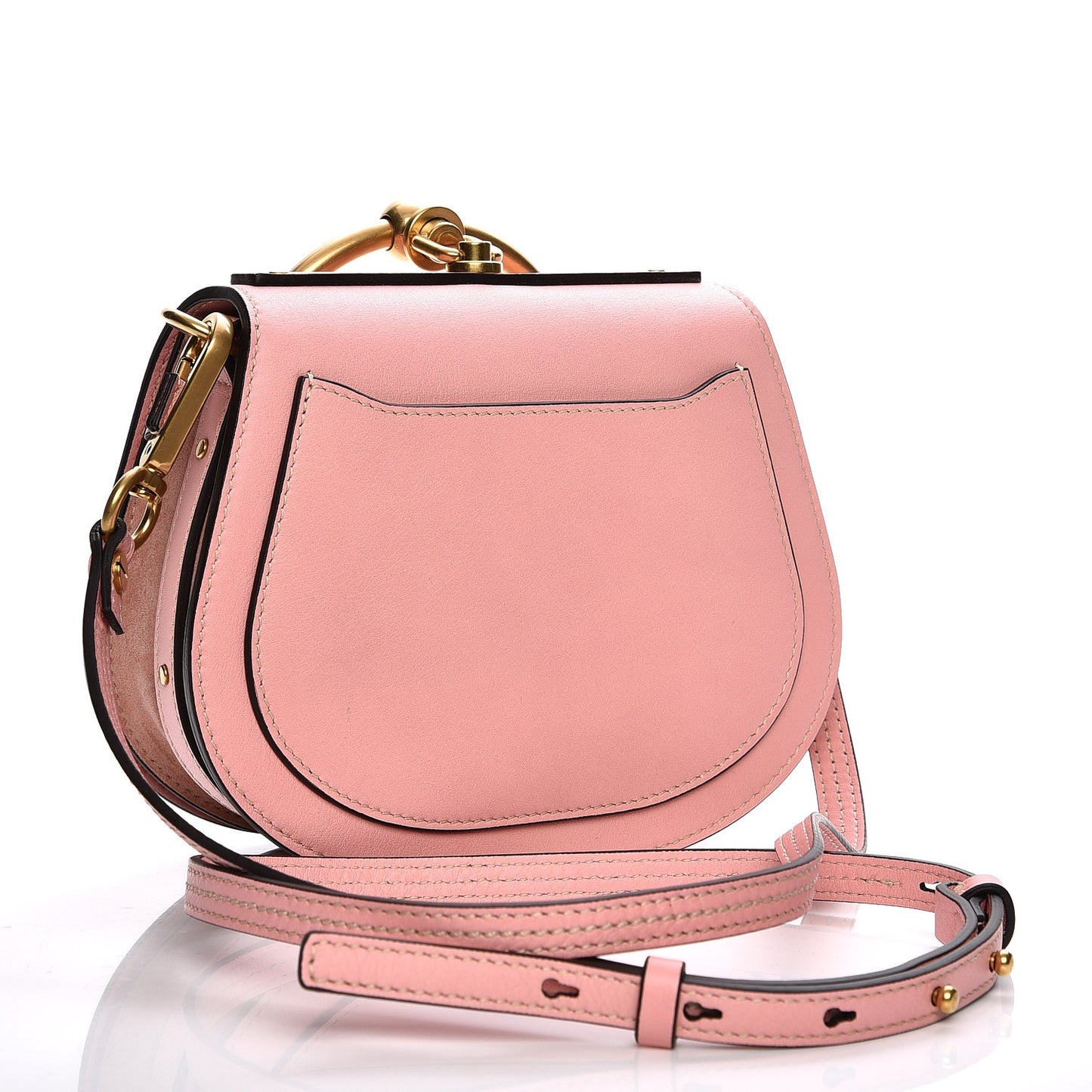 Calfskin Suede Small Nile Bracelet Bag Washed Pink
