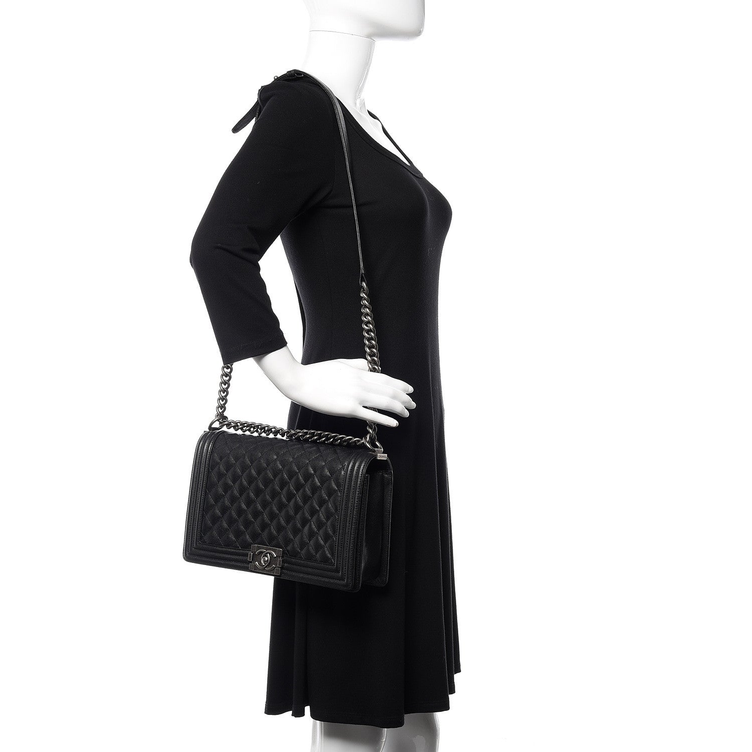 Chanel Caviar Quilted New Medium Boy Flap Black 2 of 11