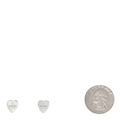 Gucci Sterling Silver Trademark Heart Stud Earrings 2 of 4