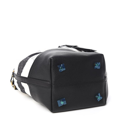 Burberry Grainy Calfskin House Check Canvas Small Heston Crossbody White Black 5 of 12