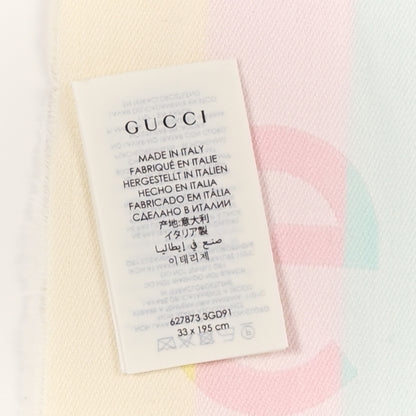 Gucci Wool Cotton Jacquard Magmadera Striped Scarf Pastel Multicolor 4 of 4