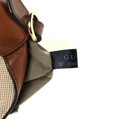 Gucci Vintage Canvas Web Shoulder Bag Sand Cuir 7 of 10