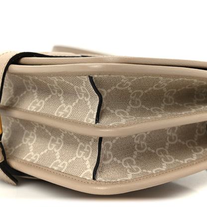 Gucci GG Supreme Monogram Textured Dollar Calfskin Mini Retro Interlocking G Flap Shoulder Bag Beige Mystic White Oatmeal 10 of 10