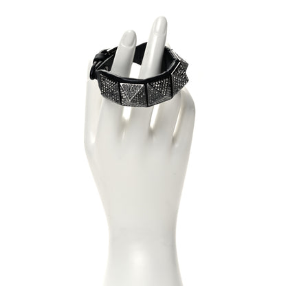 Valentino Garavani Calfskin Crystal Macro Rockstud Bracelet Black 2 of 4